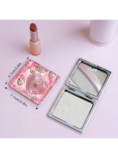 Mirroray - Butterfly Print PU Folding Makeup Mirror