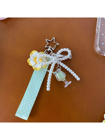 Keypus - Plumeria Bow Ice Cream Accent Bag Charm Keychain