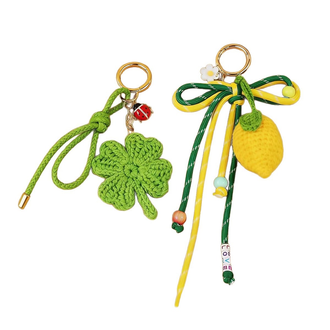Keypus - Crochet Style Clover Floral Bag Charm Keychain