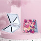Mirroray - Floral Print Foldable PU Glass Makeup Mirror
