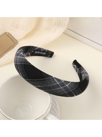 Gifty - Retro Plaid Fabric Wrapped Wide Headband