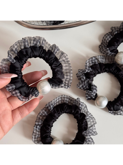 Gifty - High Stretch Plaid Ruffled Scrunchie