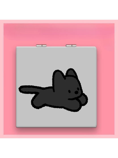 Mirroray - Whimsical Cat Themed Square Compact Mirror