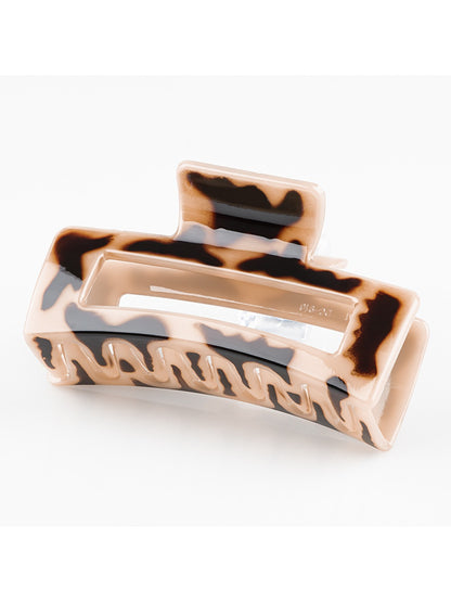 Beau - Leopard Print Openwork Square Claw Clip
