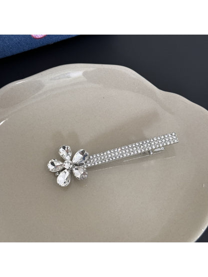 Beau - Alloy Rhinestone Flower Side Bangs Hair Clip