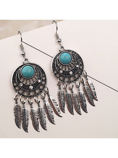 Earedge - Vintage Leaf Drop Earrings with Fringe