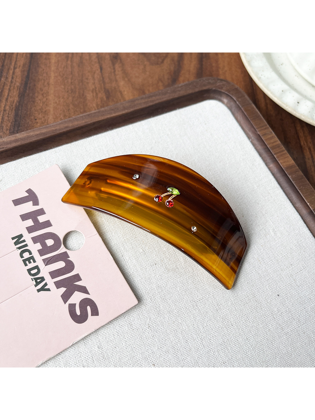 Beau - Cherry Accent Vintage Acetate Hair Claw Clip