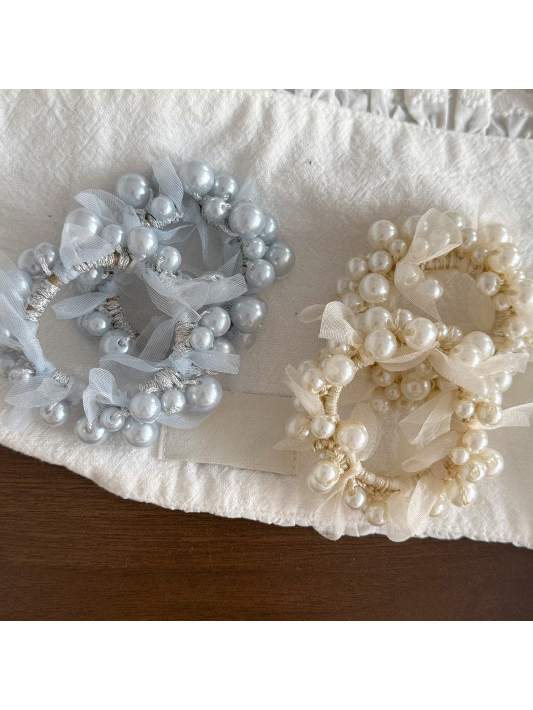 Gifty - Beaded Ribbon Trim Decorative Ponytail Hair Tie