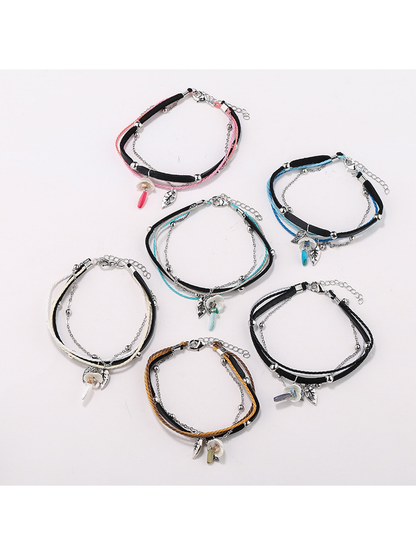 Lovra - Bohemian Leaf Pendant Beaded Bracelet