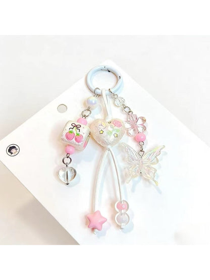 Keychain with heart shaped butterfly charm attached to a set of keys