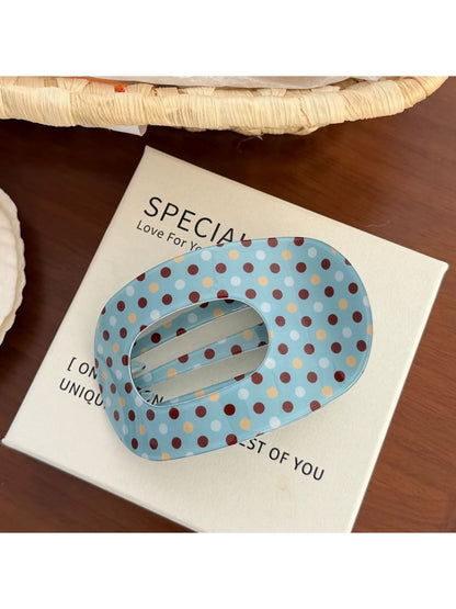 Beau - Retro Printed Oval PVC Claw Hair Clip