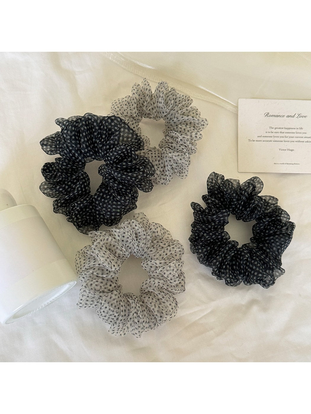 Gifty - Polka Dot Mesh Polyester High Elastic Hair Tie