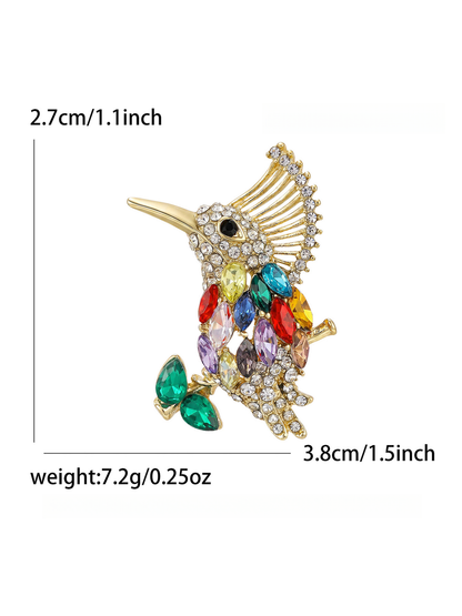 Brovia - Rhinestone Enamel Bird Accent Alloy Brooch