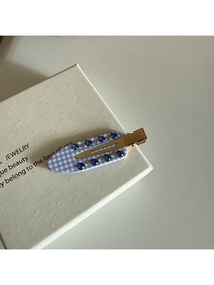 Beau - Bow Checkered Acetate Alloy Hair Clip
