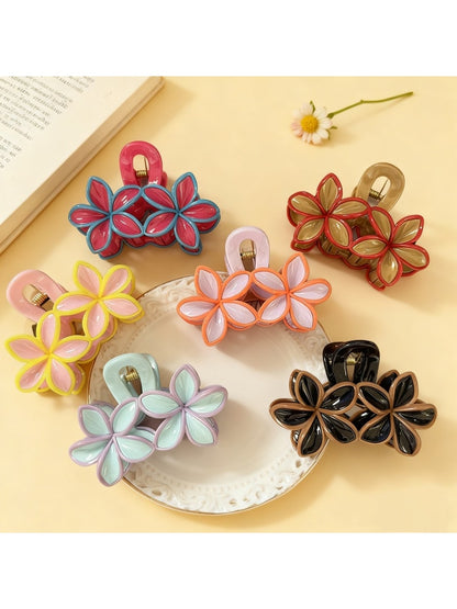 Beau - Double Flower Petal Cutout Claw Hair Clip
