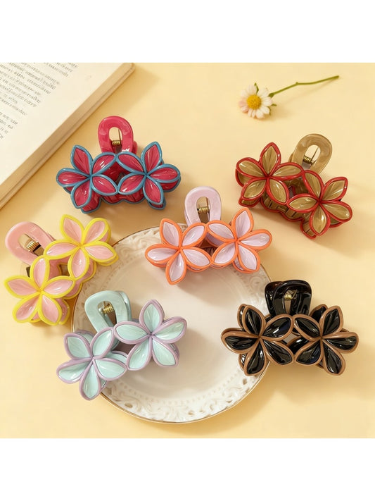 Beau - Double Flower Petal Cutout Claw Hair Clip