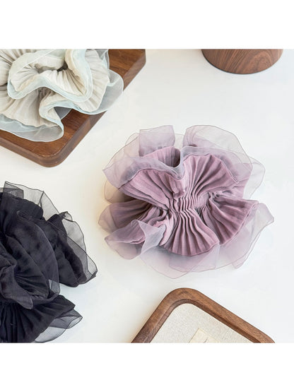 Gifty - Sheer Mesh Scrunchie Elegant Ruffle Hair Tie