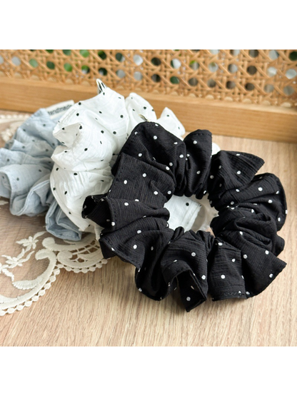 Gifty - Gathered Polka Dot Elastic Hair Scrunchie