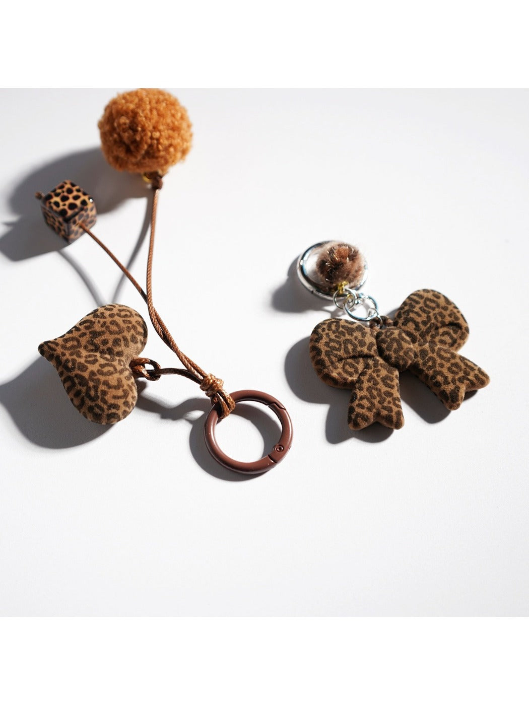 Keypus - Leopard Print Heart Shaped Bow Keychain