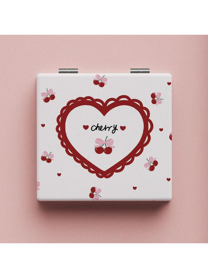 Mirroray - Cute Cherry Pattern Square Compact Mirror