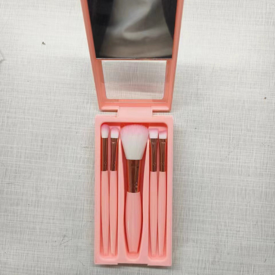 Smoosh - 5-Piece Makeup Brush Set with Mirror, Portable Travel Kit