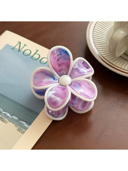 Beau - Five Petal Floral Plastic Hair Claw Clip