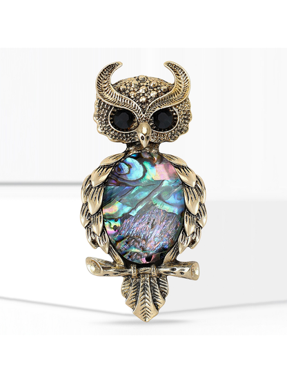 Brovia - Animal Shape Owl Inlay Decorative Brooch