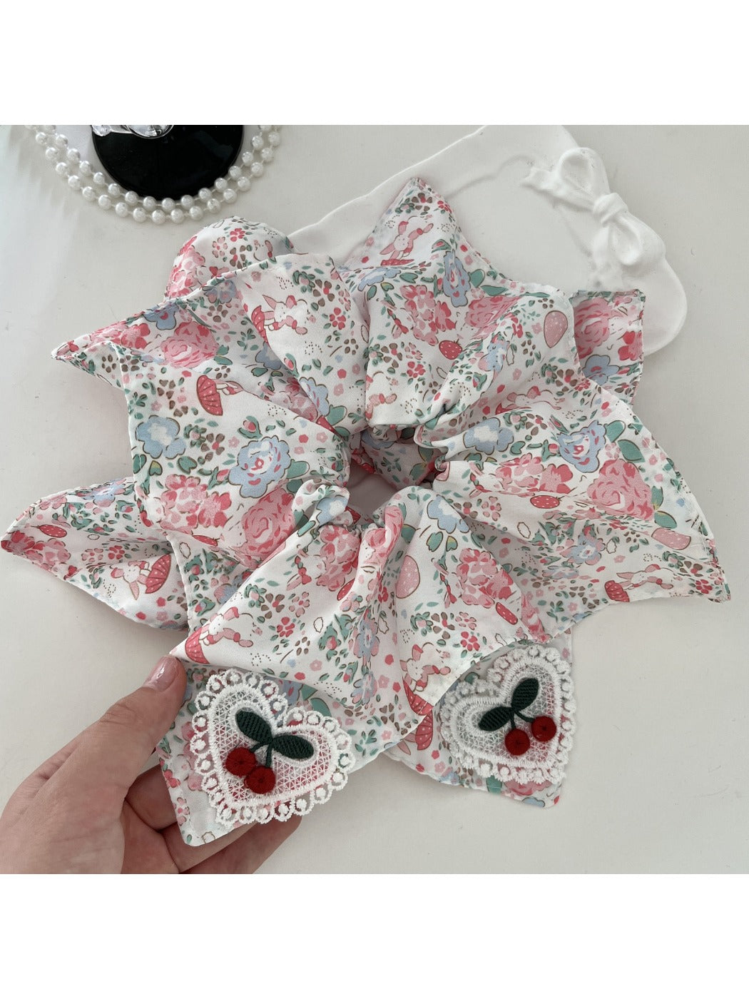 Gifty - French Bow Hair Tie Floral Lace Elastic Headband