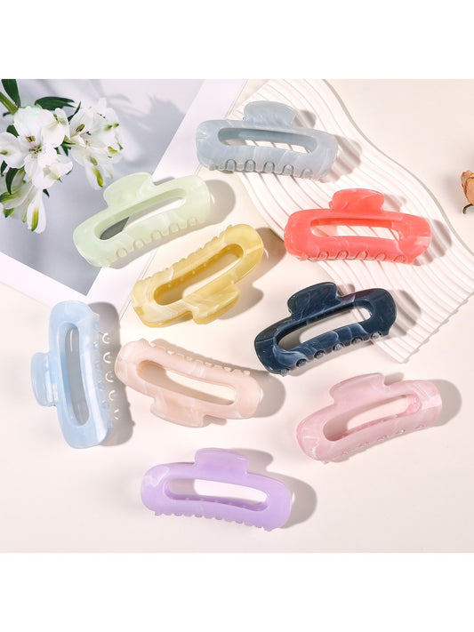 Beau - Glossy Marble Look Oval Hair Claw Clip