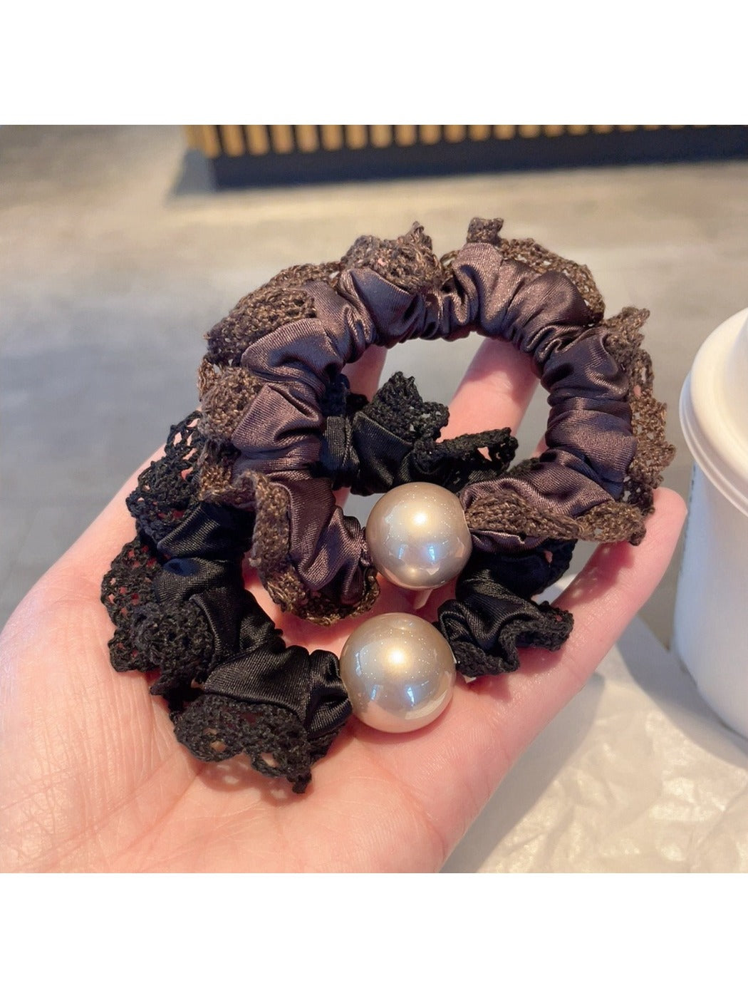 Gifty - French Lace Trim Hair Scrunchie