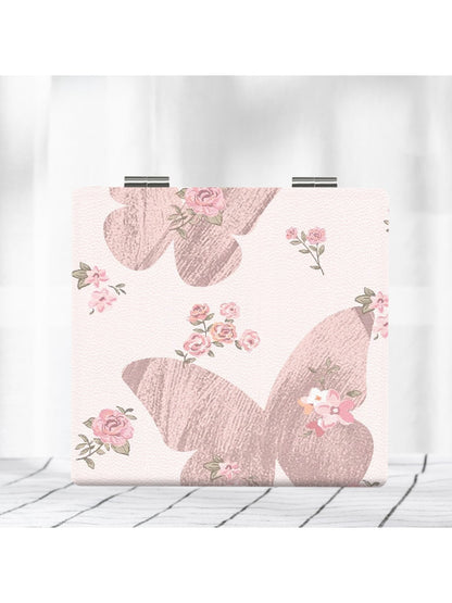 Mirroray - Square Floral Pattern Portable Makeup Mirror