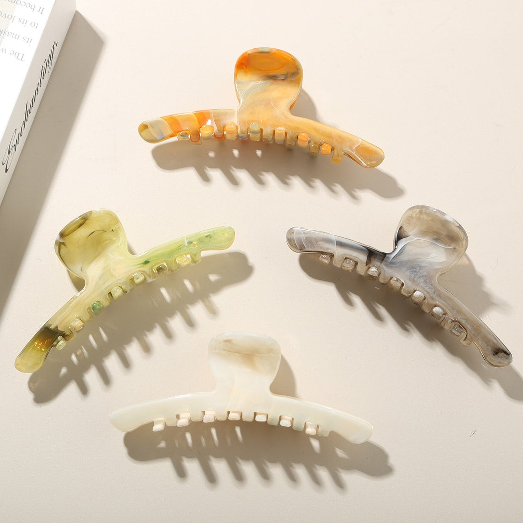Beau - Glossy Marbled Wide Arc Hair Claw Clip