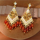 Earedge - Geometric Rhinestone Tassel Dangle Earrings