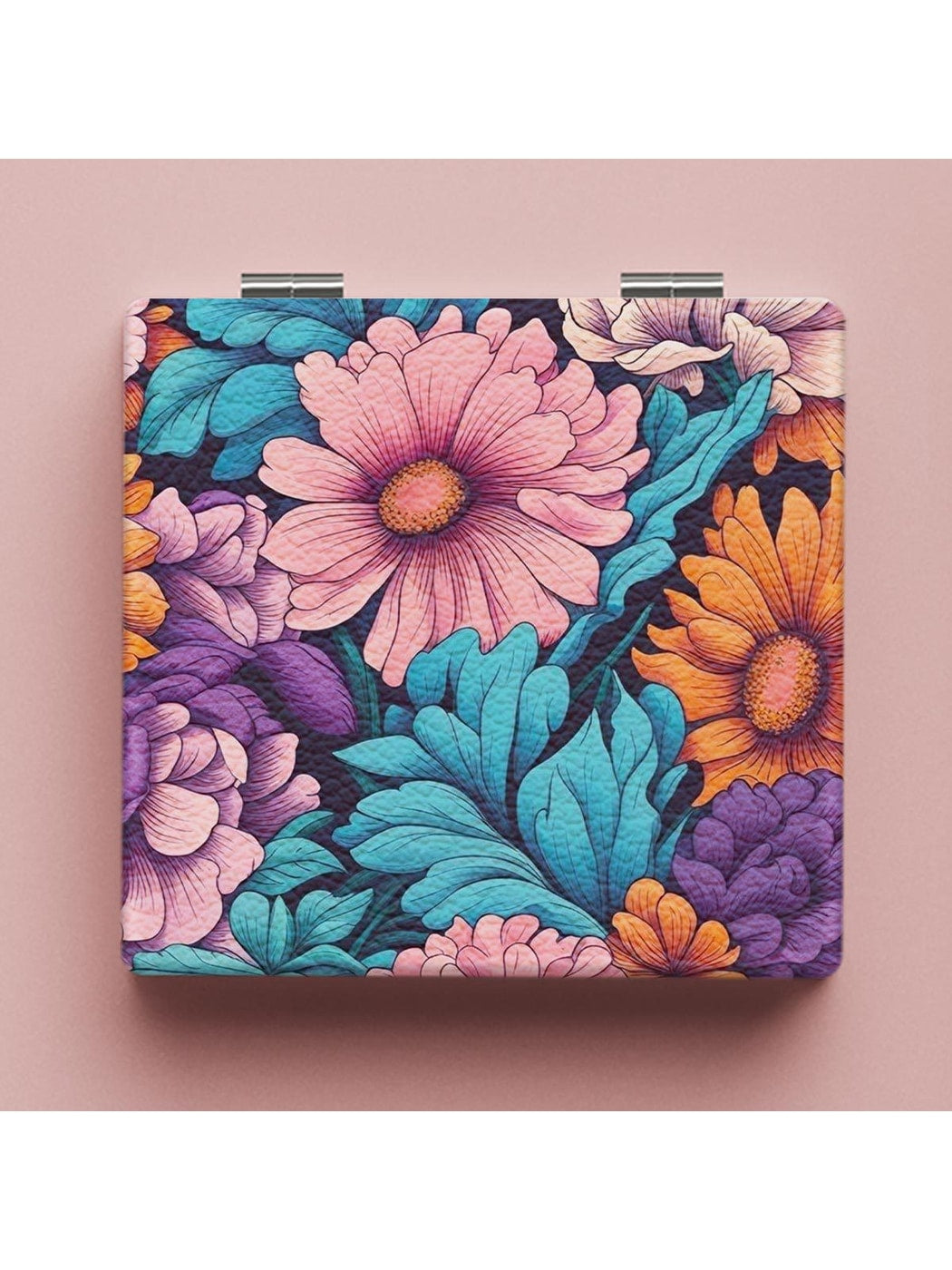 Mirroray - Bright Floral Print Foldable Portable Makeup Mirror