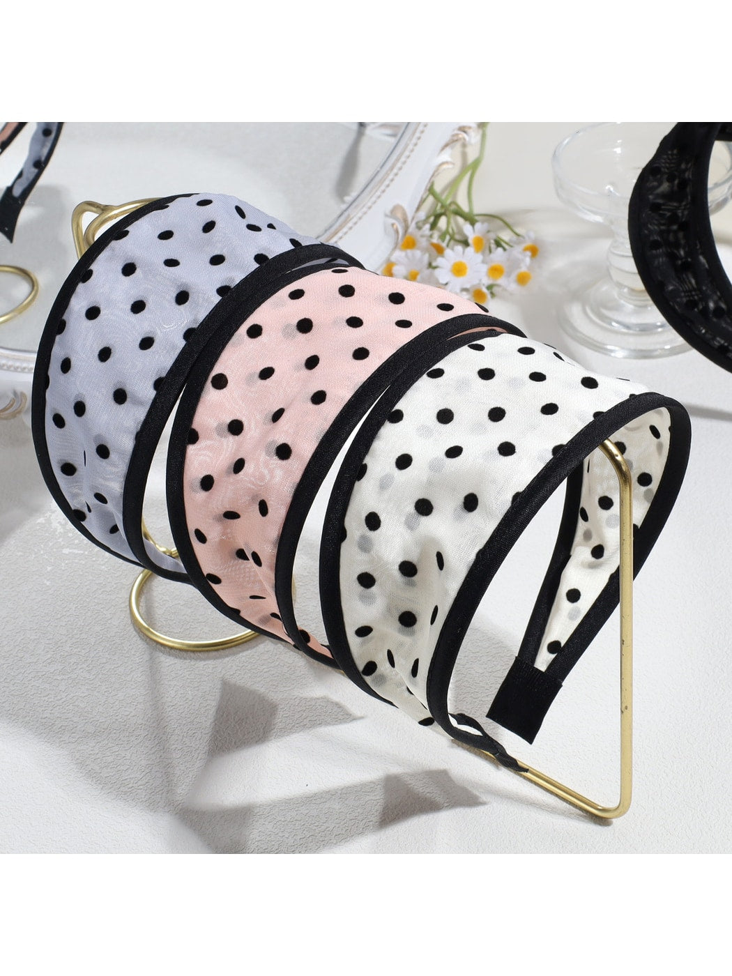 Gifty - Polka Dot Wide Fabric Trimmed Headband
