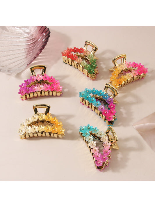 Beau - Half Round Openwork Flower Claw Clip
