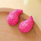 Earedge raffia water drop shaped stud earrings in a jewelry box