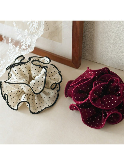 Gifty - Solid Color Polka Dot Ruffle Scrunchie