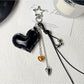 Keypus - PU Heart Charm Chain Tassel Accent Keychain