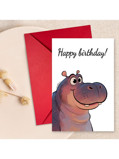 Carduria - Illustrated Hippo Birthday Card