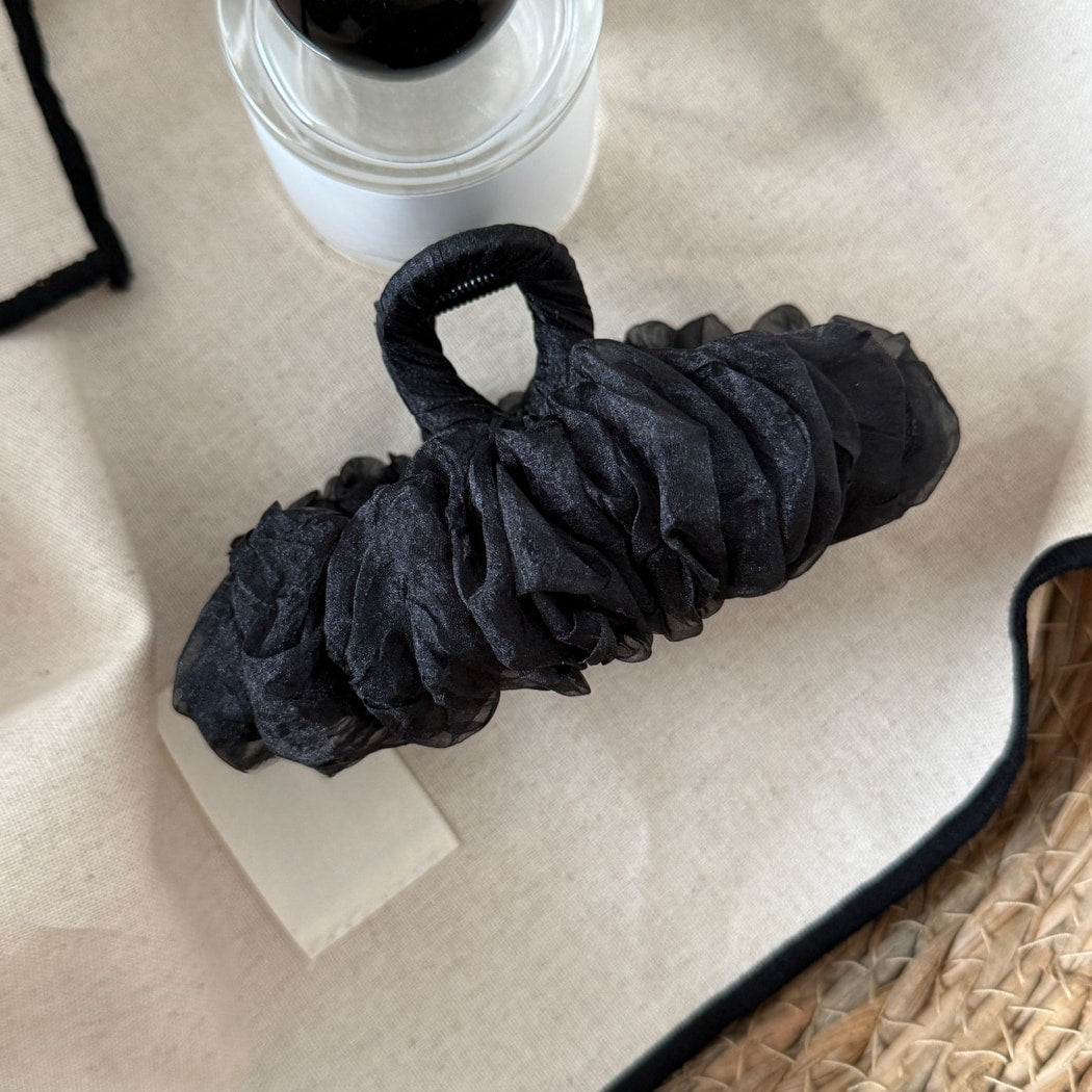 Beau - Ruched Mesh Rectangular Hair Claw Clip