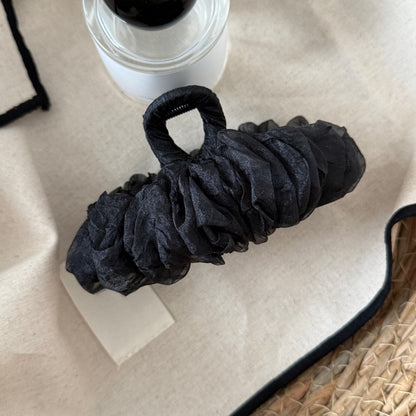Beau - Ruched Mesh Rectangular Hair Claw Clip