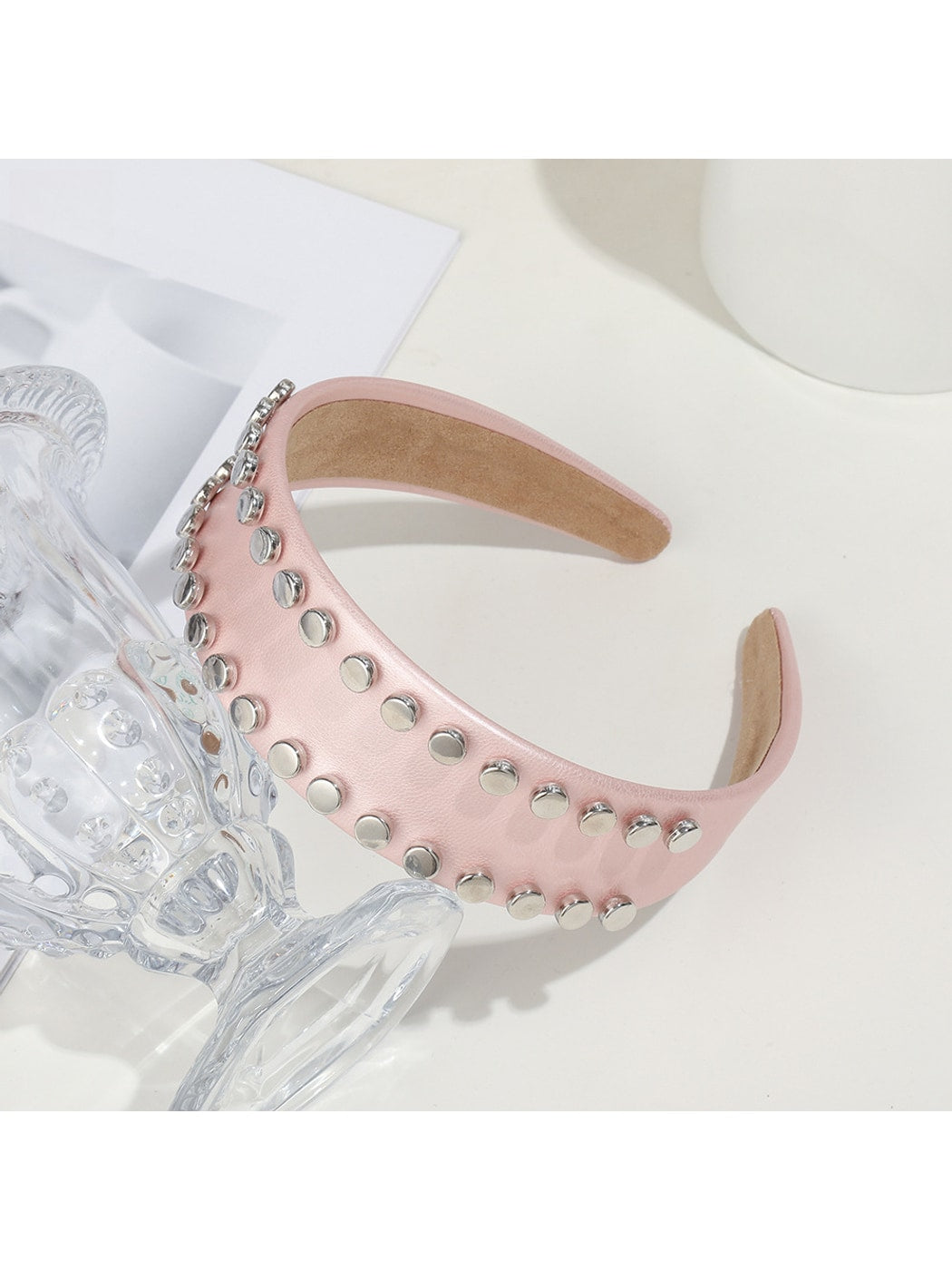 Gifty - PU Double Row Studded Geometric Headband