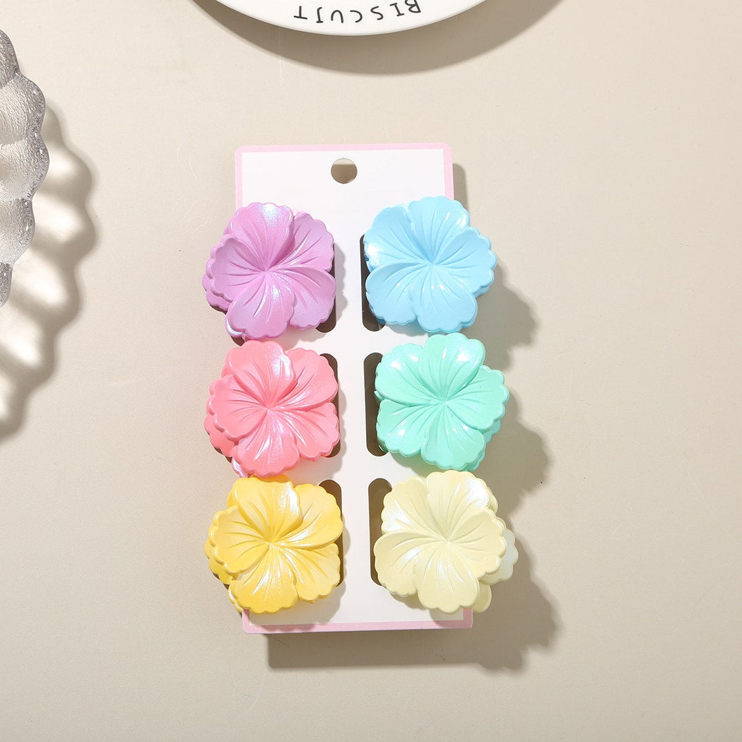 Beau - Glossy Floral Plastic Alloy Claw Clip Set