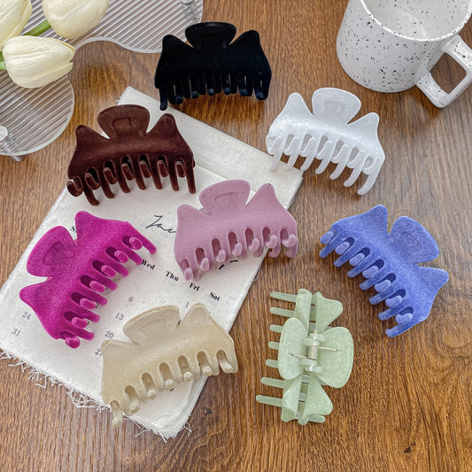 Beau - Solid Plush Textured Fashion Claw Clip
