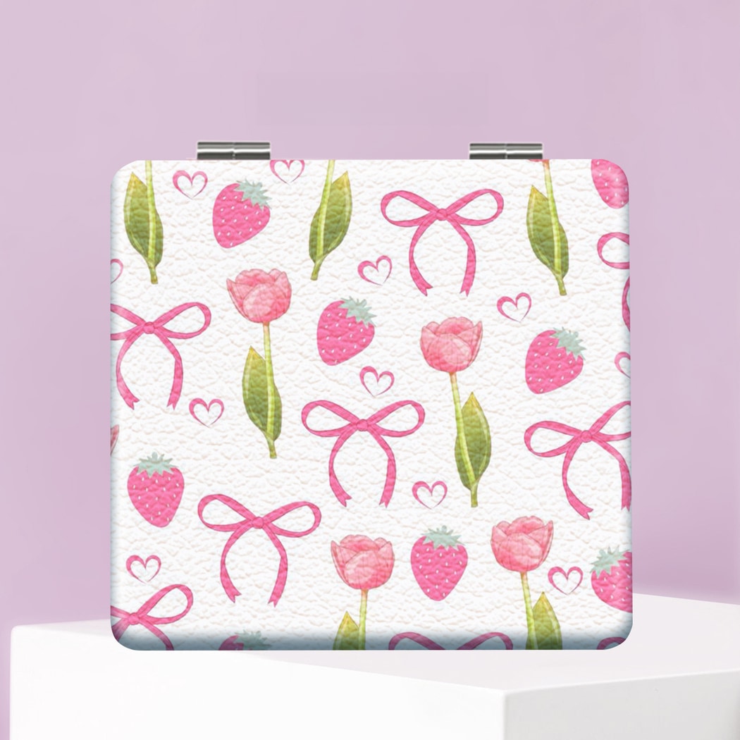 Mirroray - Pink Toned Print Foldable Compact Makeup Mirror