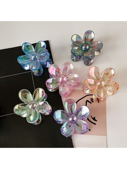 Beau - Iridescent Petal Plastic Flower Claw Clip