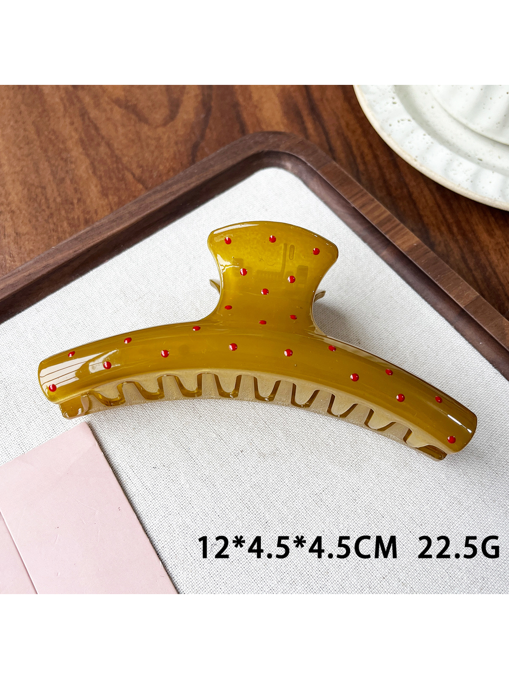 Beau - Lacquered Polka Dot Ring Accent Claw Clip
