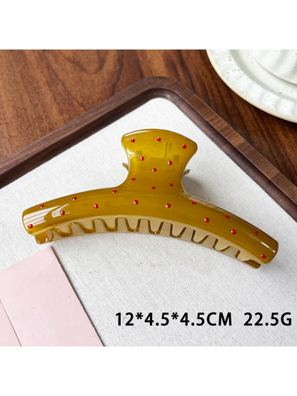 Beau - Lacquered Polka Dot Ring Accent Claw Clip