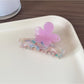 Beau Half Moon Flower Hair Claw Clip open, showing inner clasp and hinge details